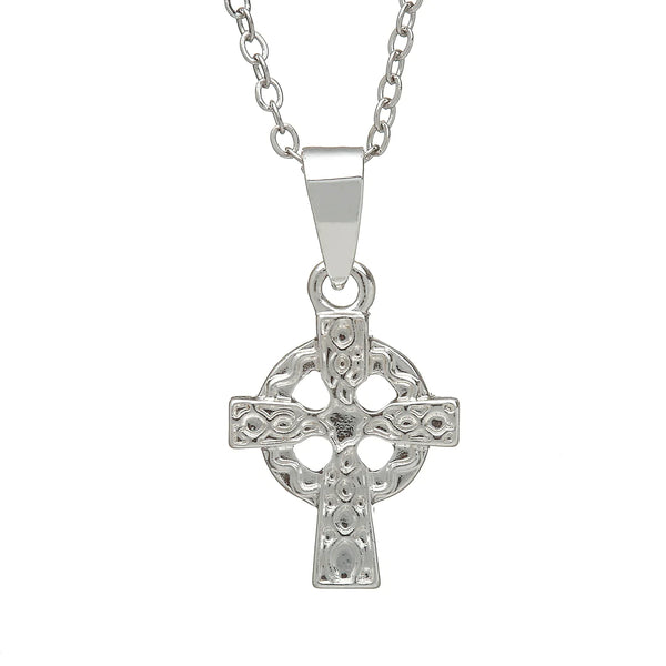 Silver Plate Celtic Cross Pendant by Woods Celtic Jewellery