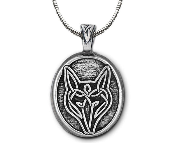 Celtic Wolf Pewter Pendant Necklace By Celtic Knotworks