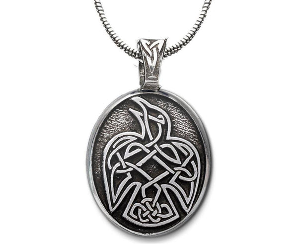 Celtic Raven Pewter Pendant Necklace By Celtic Knotworks