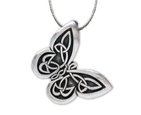 Celtic Butterfly Pewter Pendant Necklace By Celtic Knotworks