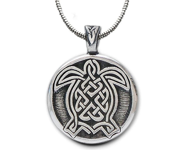 Celtic Turtle Pewter Pendant Necklace By Celtic Knotworks