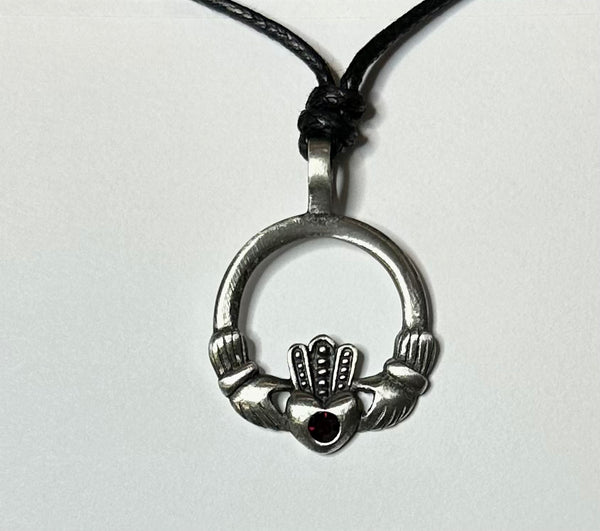 Birthstone Celtic Claddagh Pewter Choker Necklace by Woods Celtic Jewellery