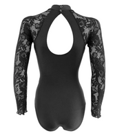 Long Sleeve Leotard with Stretch Lace Sleeves for Irish Dance - Unlined Sleeves