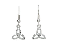 Celtic Trinity Knot Drop Silver Plated Earrings by Woods Celtic Jewllery