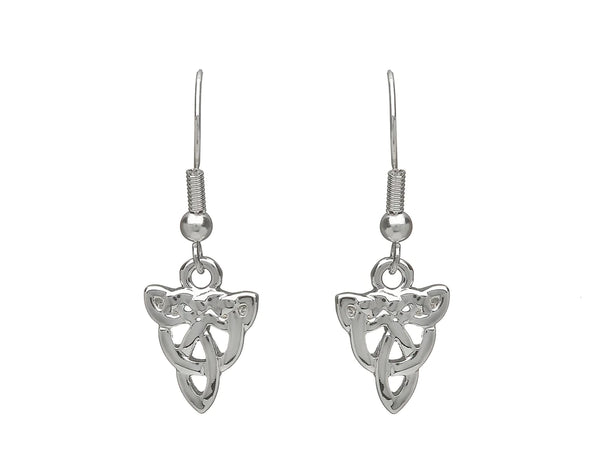 Celtic Knot Silver Plate Drop Earrings by Woods Celtic Jewellery