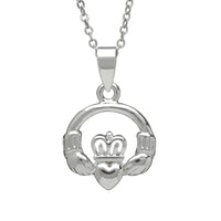 Silver Plate Claddagh Pendant by Woods Celtic Jewellery