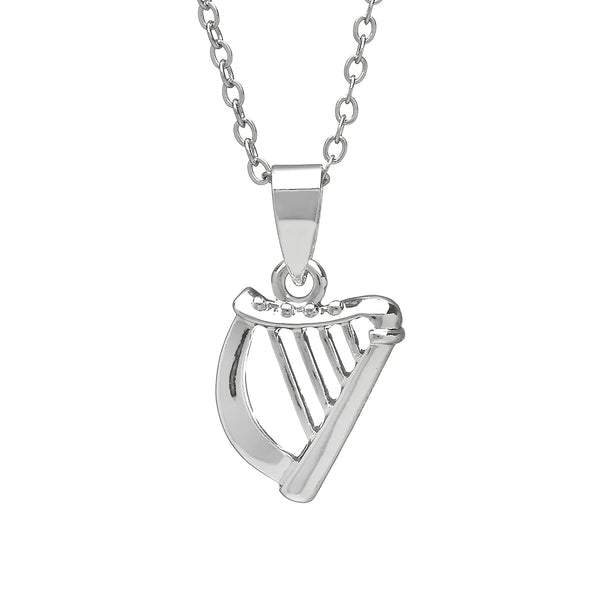 Silver Plate Irish Harp Pendant by Woods Celtic Jewellery