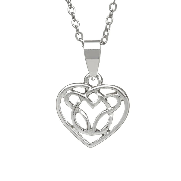 Silver Plate Celtic Heart Pendant by Woods Celtic Jewellery