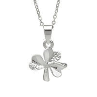 Silver Plate Textured Shamrock Pendant by Woods Celtic Jewellery
