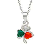 Silver Plate Tricolour Shamrock Pendant by Woods Celtic Jewellery