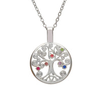 Silver Plate Tree of Life Pendant with Multi Color Stones by Woods Celtic Jewellery